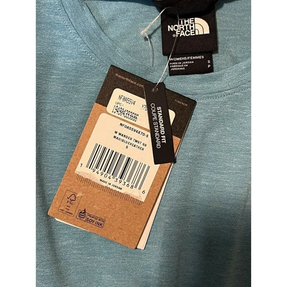 The North Face Women's Maui Blue Wander Twist Back Short Sleeve T-Shirt Small - Picture 9 of 9